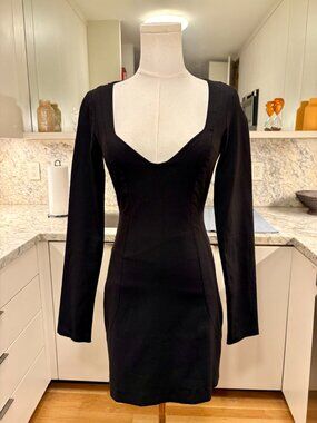 Zara Black Structured Asymmetrical Cut-Out Sweetheart Mini Dress - Size S